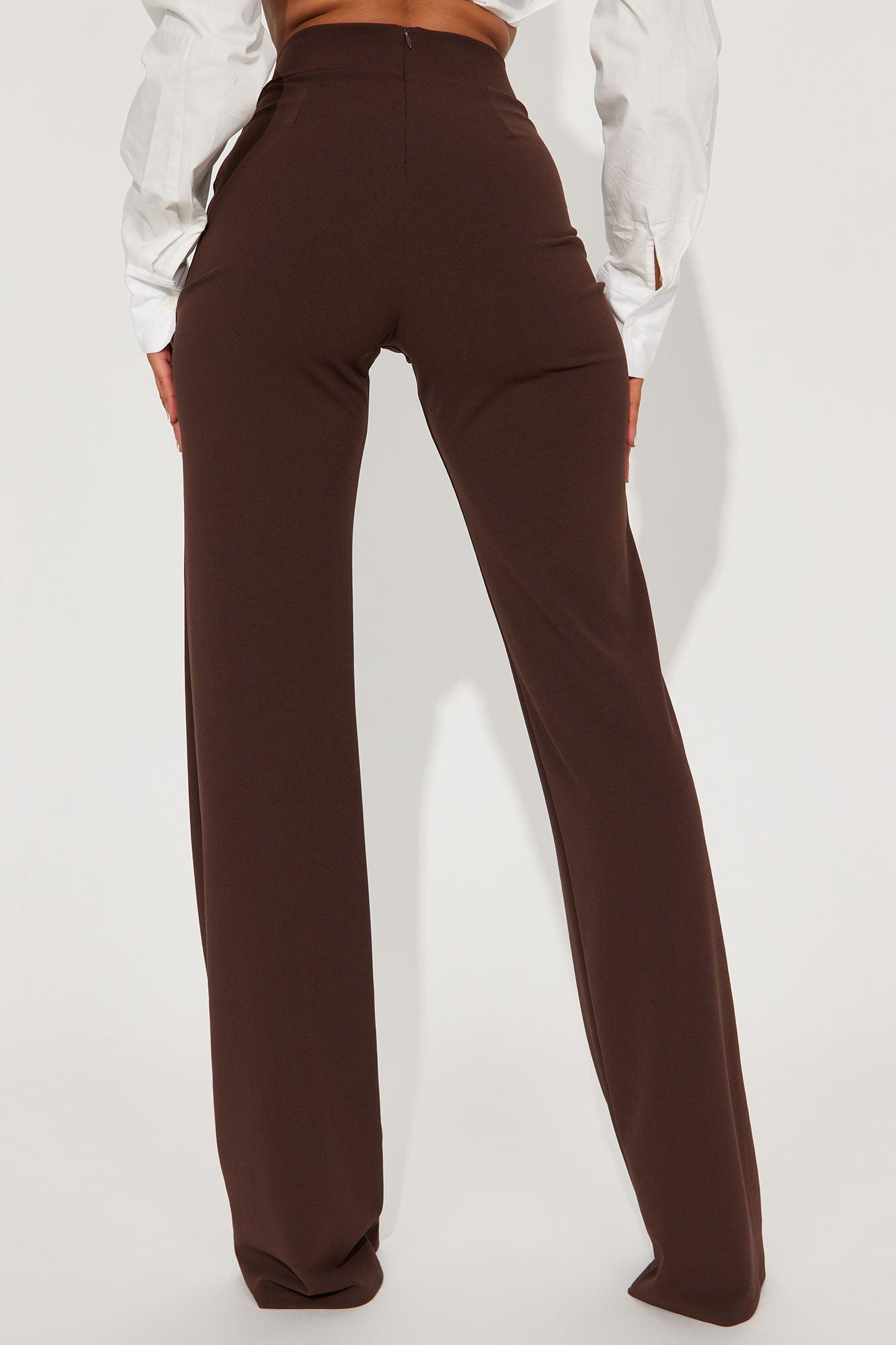Tall Call It Even Wide Leg Dress Pants - Chocolate Product Image