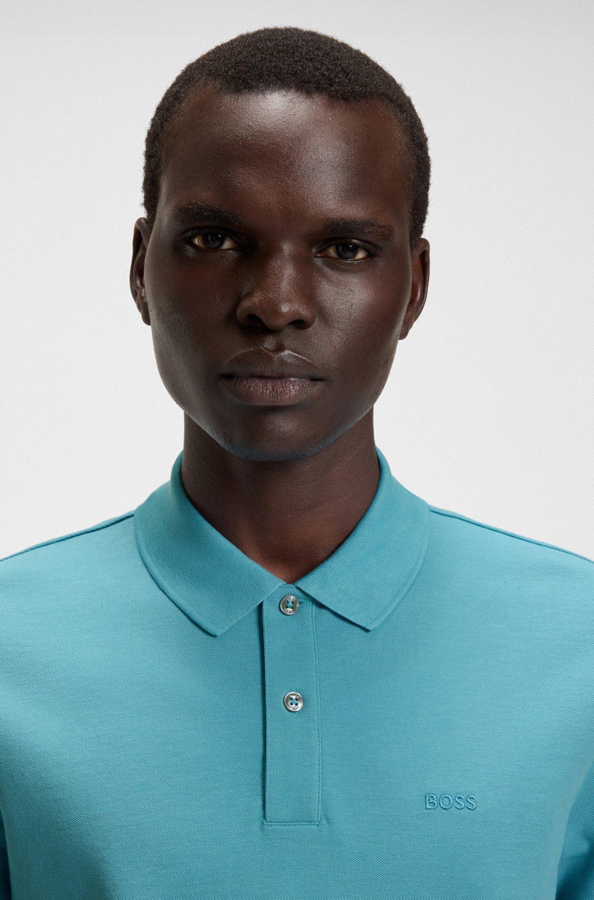 BOSS - Pallas polo shirt in cotton piqué with logo details - Light Blue Product Image