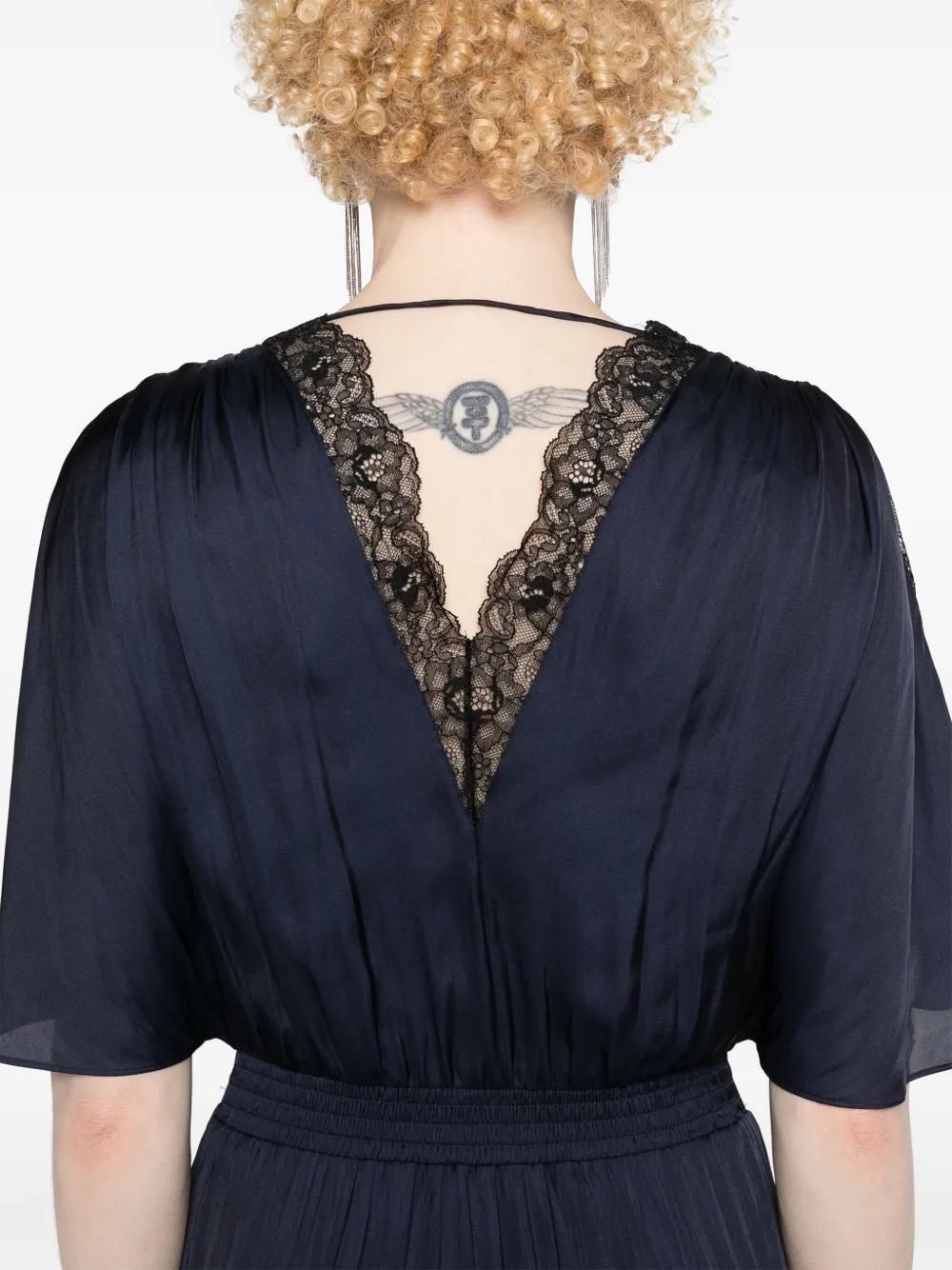 lace-trim pleated maxi dress Product Image