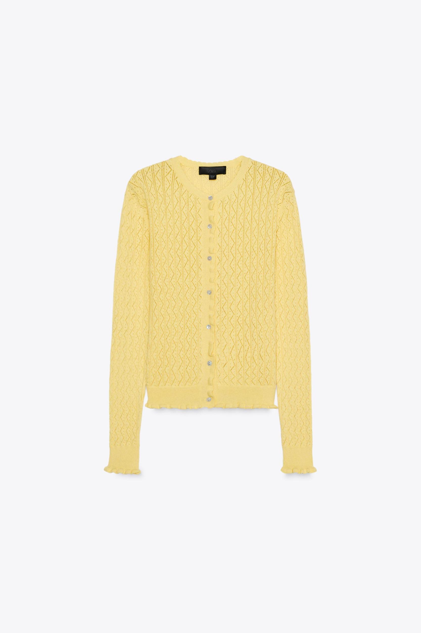 POINTELLE RUFFLED CARDIGAN Product Image