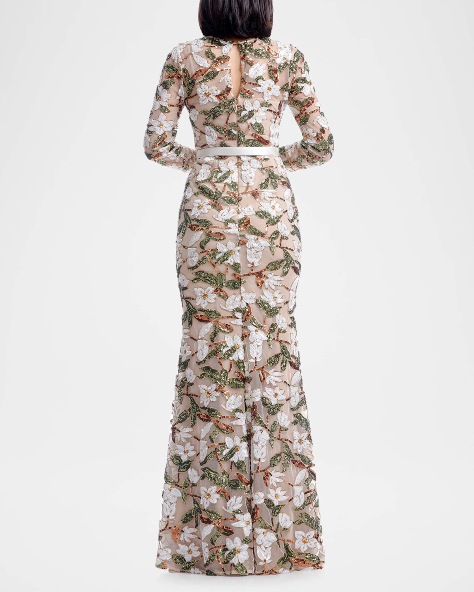 Tamra Belted Floral Sequin Gown Product Image