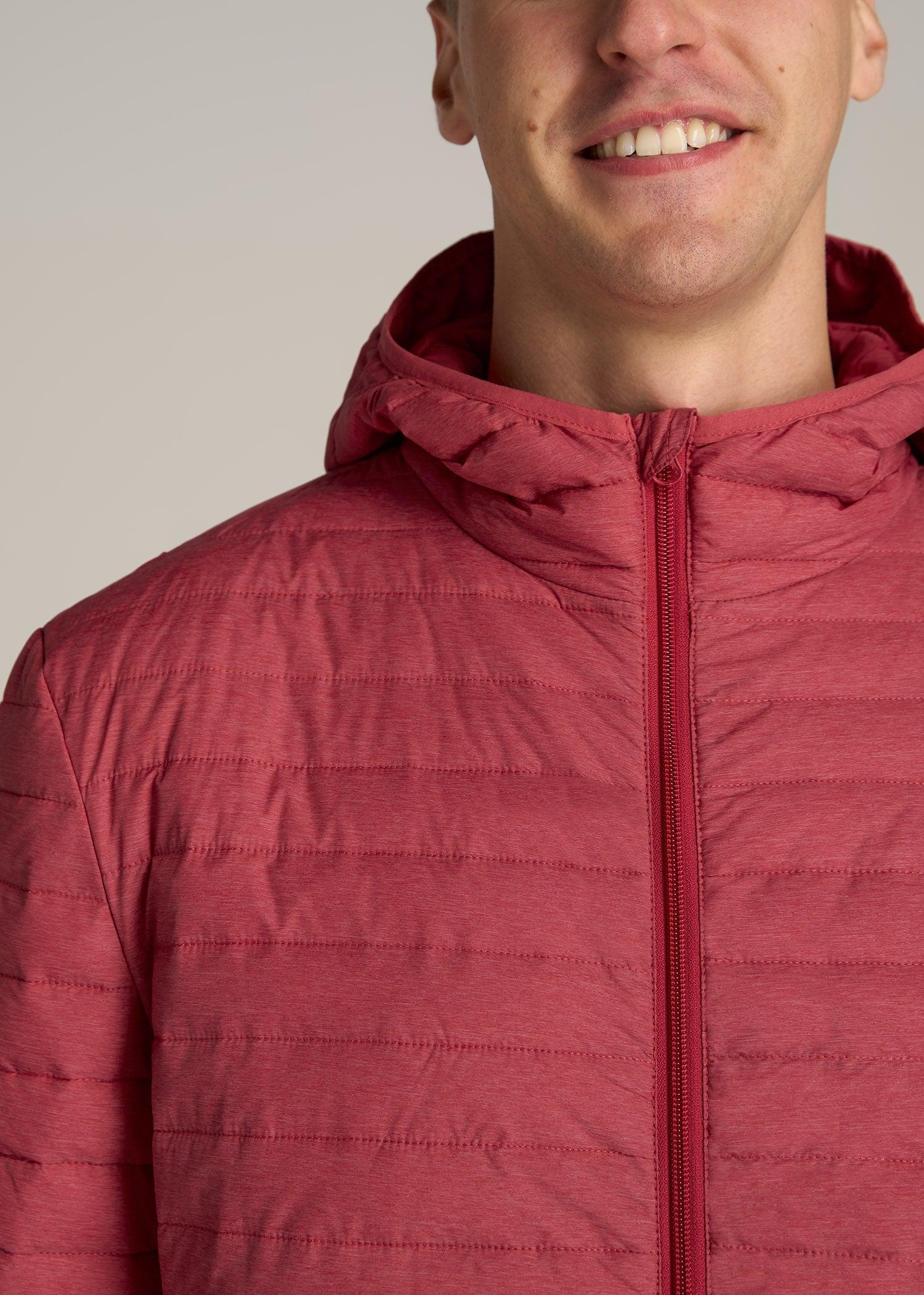 Tall Men's Packable Puffer Jacket in Red Space Dye Product Image