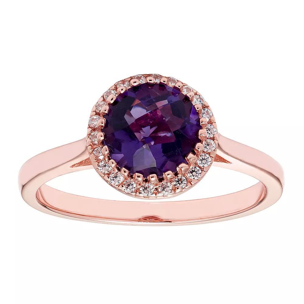 10K Gold & 1/10 Carat T.W. Diamond Amethyst Ring, Womens Yellow Product Image