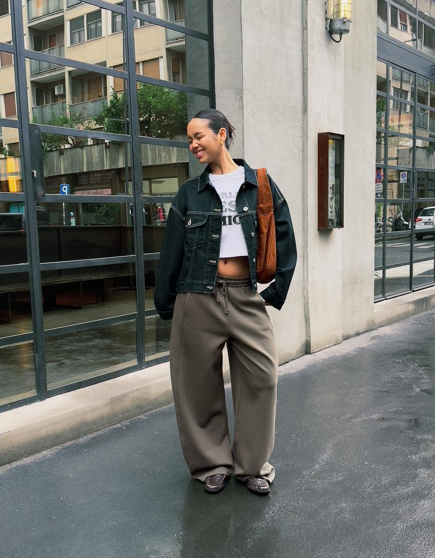 Sweatshirt material barrel pants Product Image