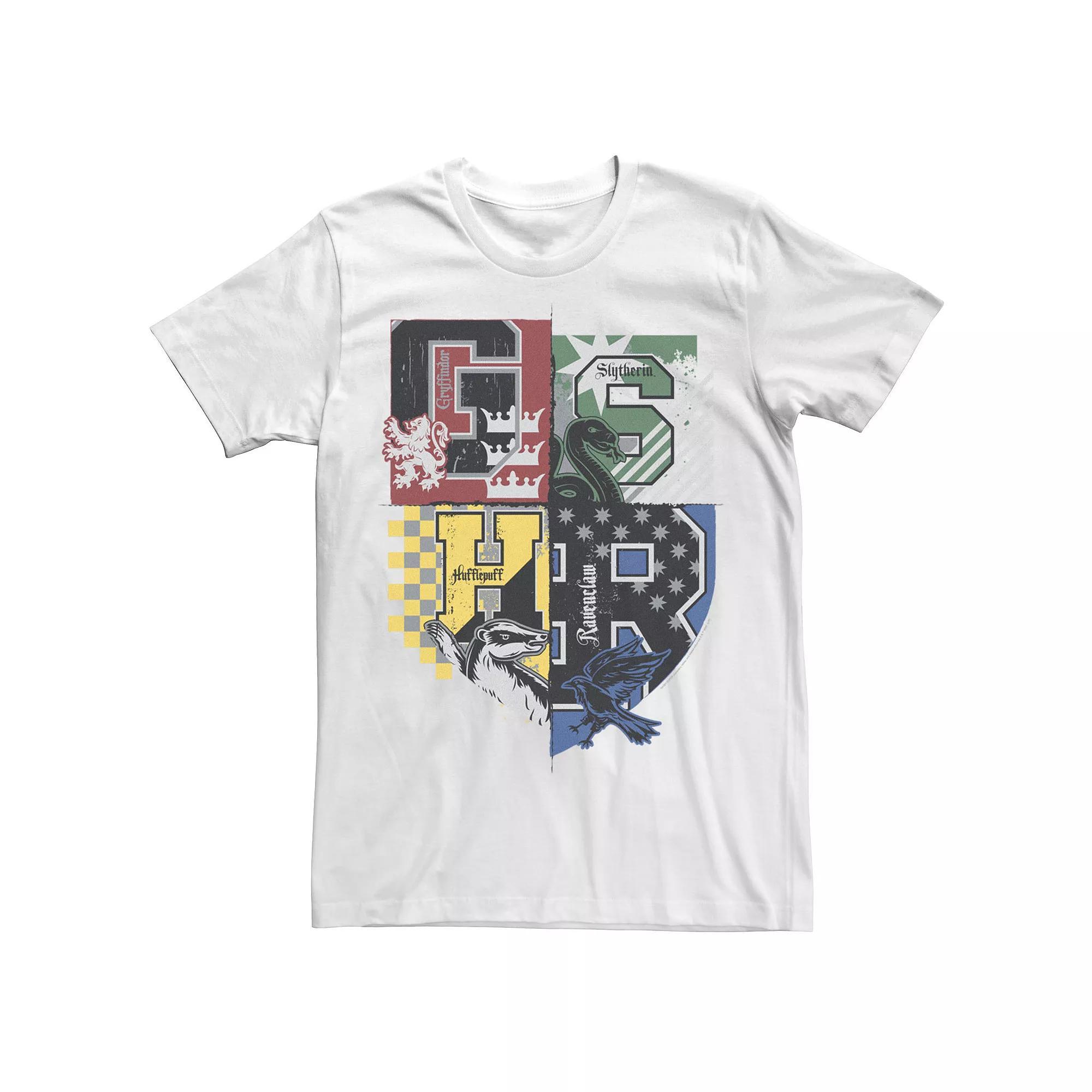 Men's Deathly Hallows 2 House Crests Colorful Badge Tee, Size: XL, Black Product Image