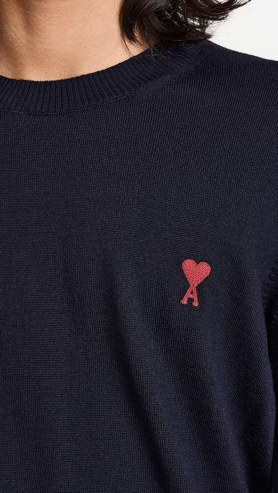 AMI Red ADC Embroidery Crew Neck Sweater | Shopbop Product Image