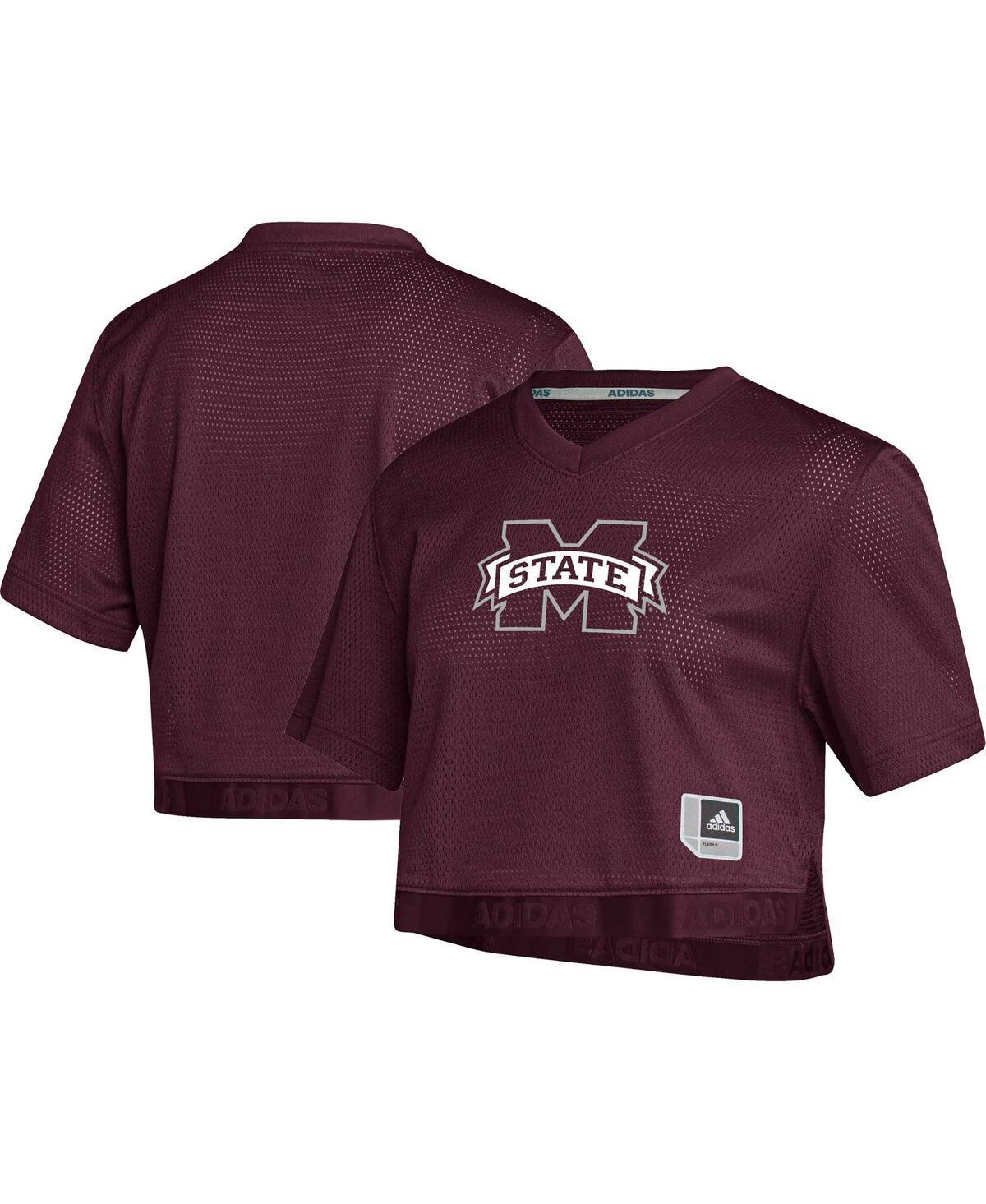 Women's adidas Red Mississippi State Bulldogs Primegreen V-Neck Cropped Jersey, Size: 2XL, Mst Red Product Image