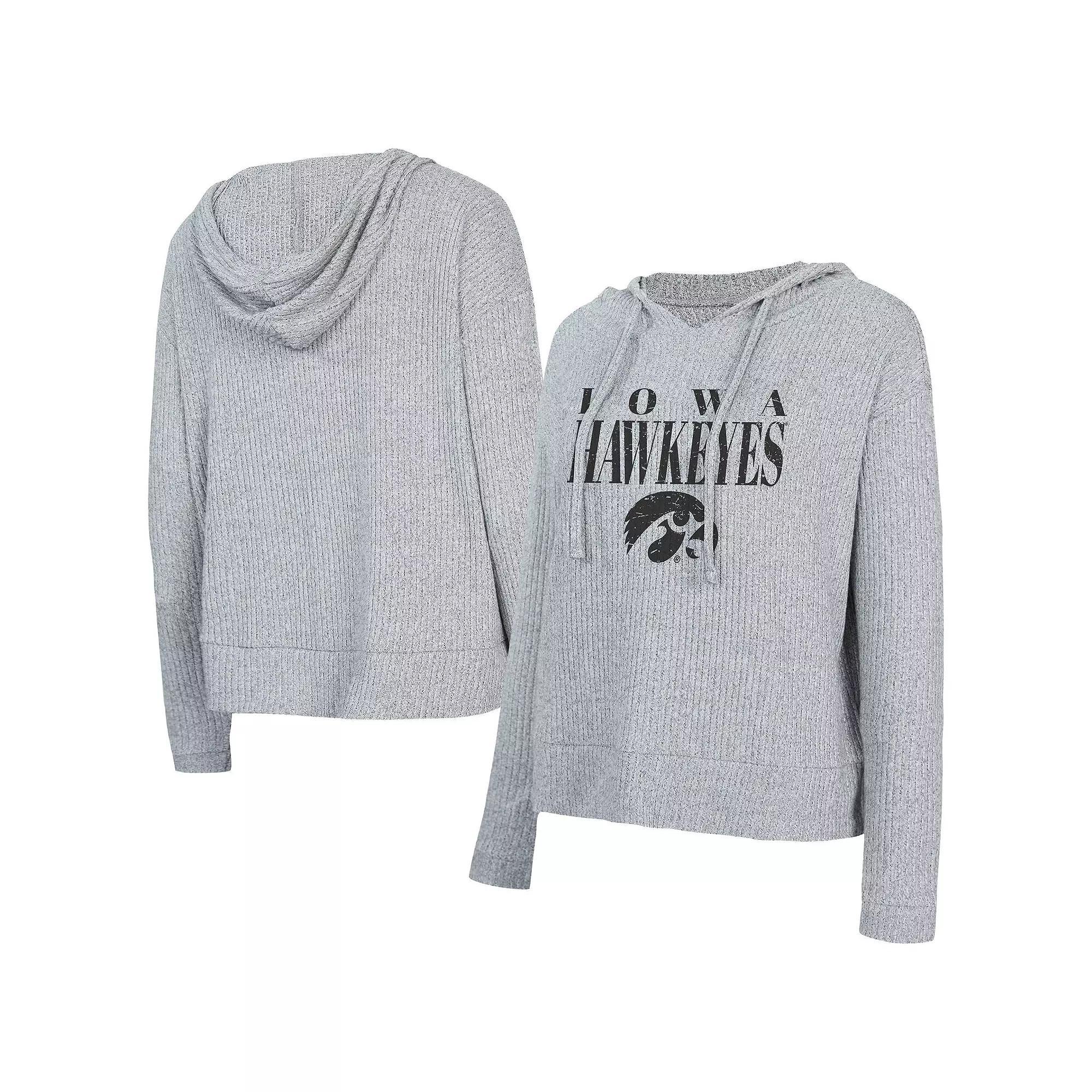 Women's Concepts Sport Grey Iowa Hawkeyes Juniper Soft Modest Cropped Long Sleeve Hoodie T-Shirt, Size: Small Product Image