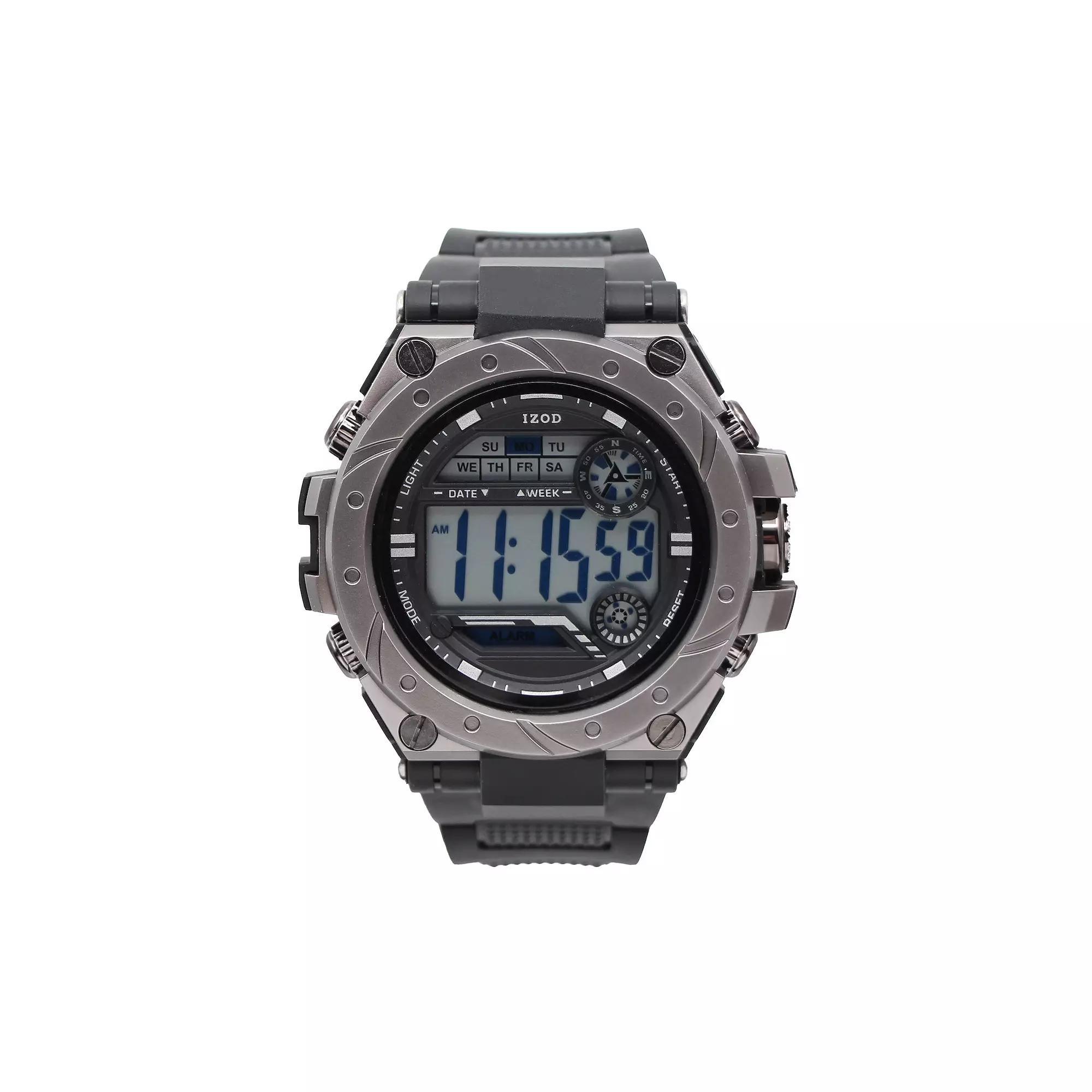 IZOD Mens Black Digital Watch with Black Silicone Strap - IZO7067KL Product Image