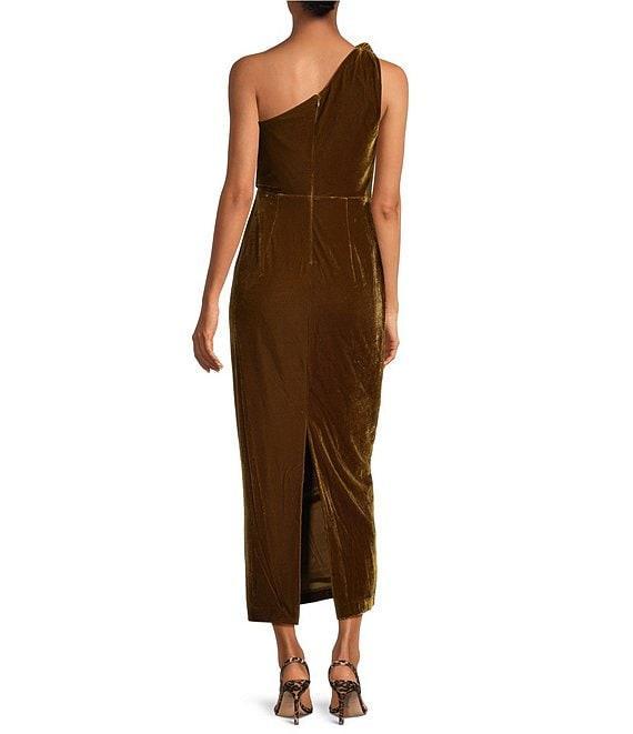 Muse by Marchesa Ayla One Shoulder Velvet Midi Slip Dress Product Image