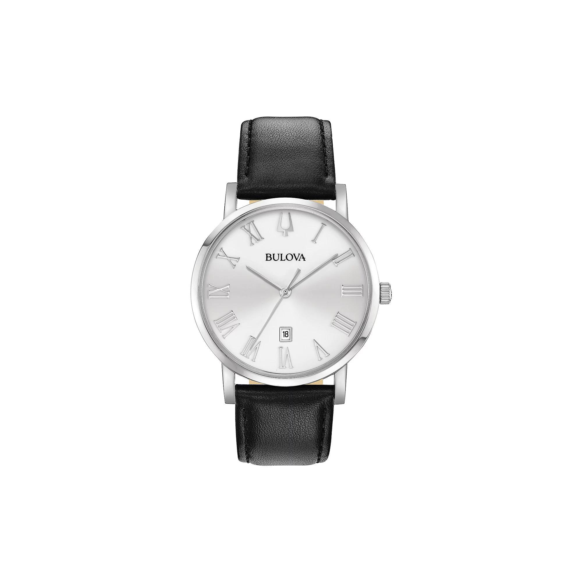Bulova Mens American Clipper Leather Watch - 96B312 Black Product Image
