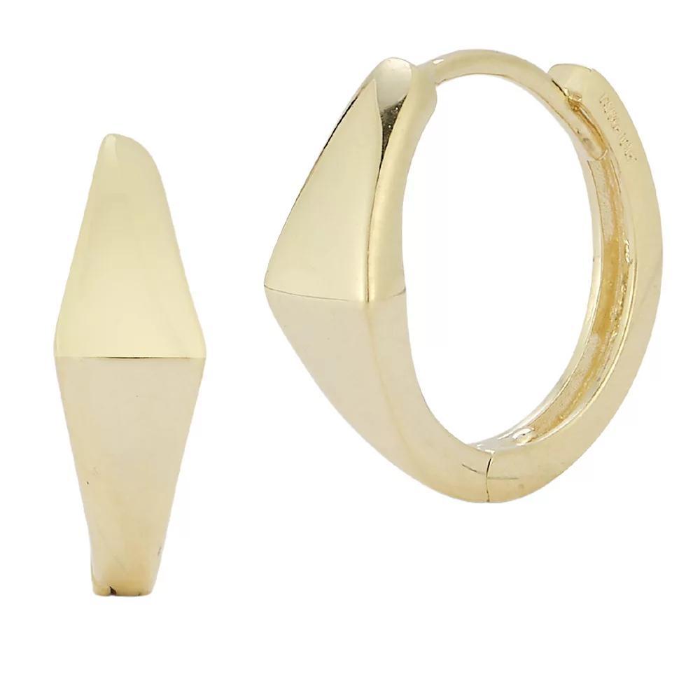 LUMINOR GOLD 14k Gold Angled Huggie Hoop Earrings, Women's, Yellow Product Image