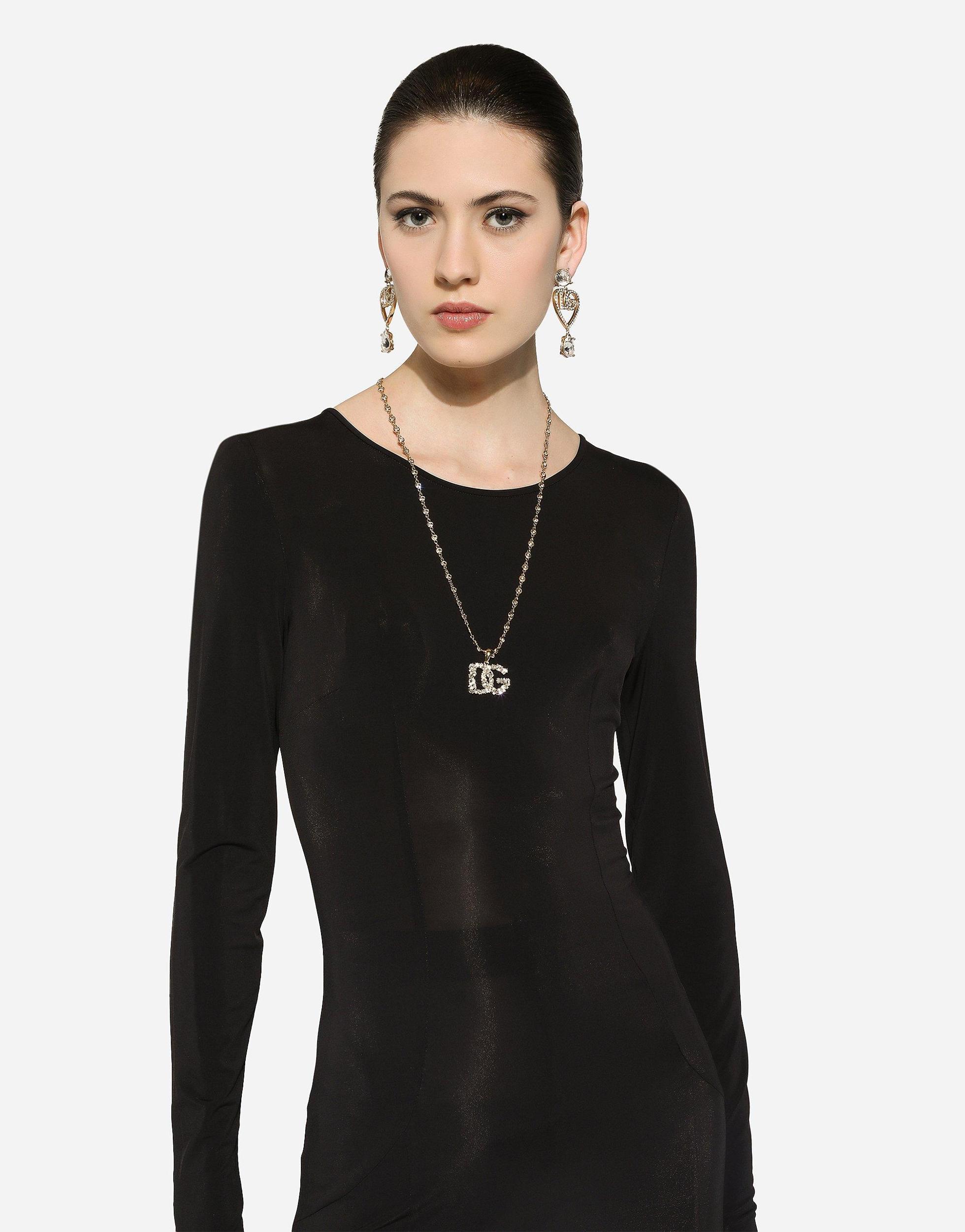 DOLCE & GABBANA Necklace With Rhinestone-detailed Dg Logo In Gold Product Image