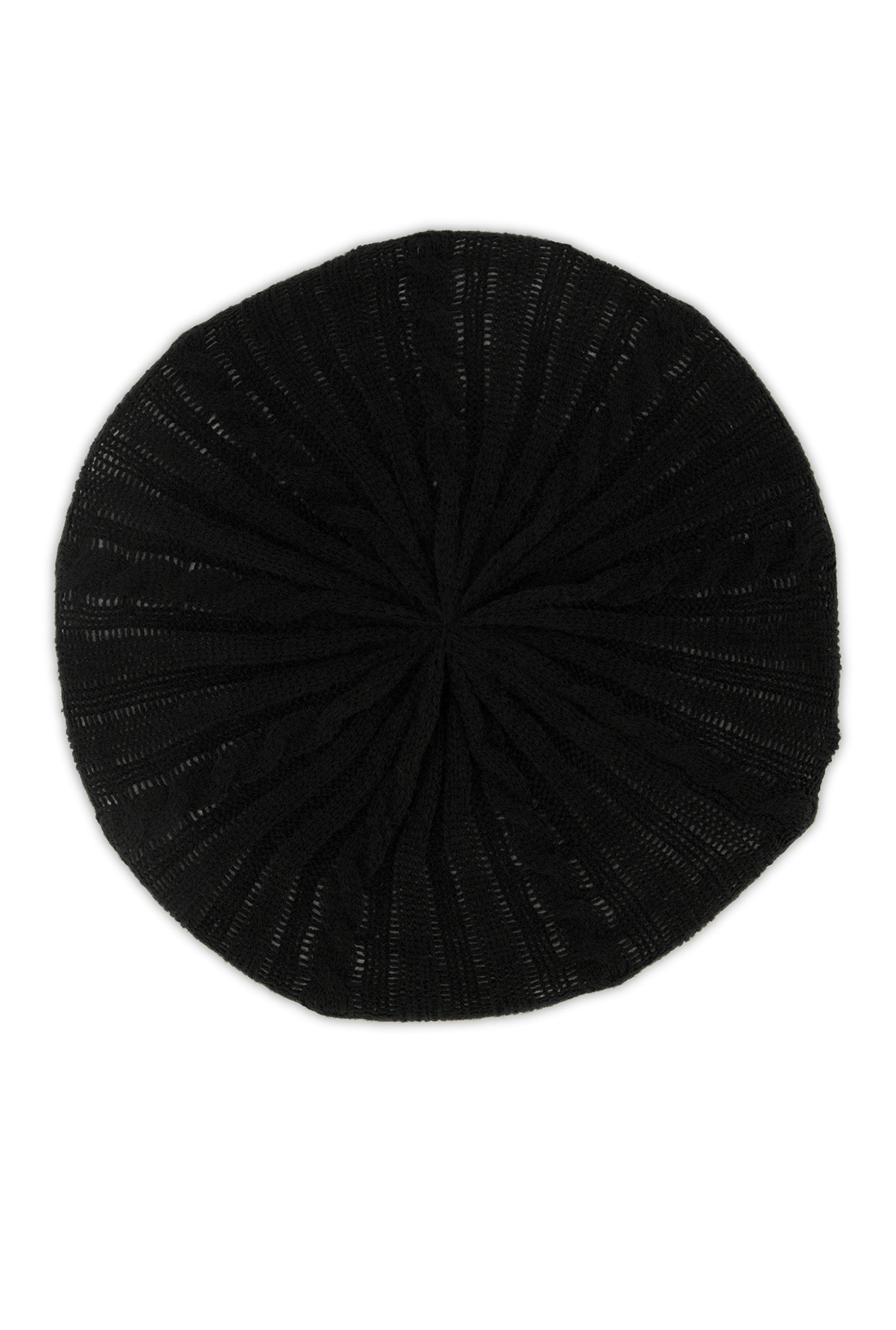 Womens Solid Cable Knit Beret Product Image