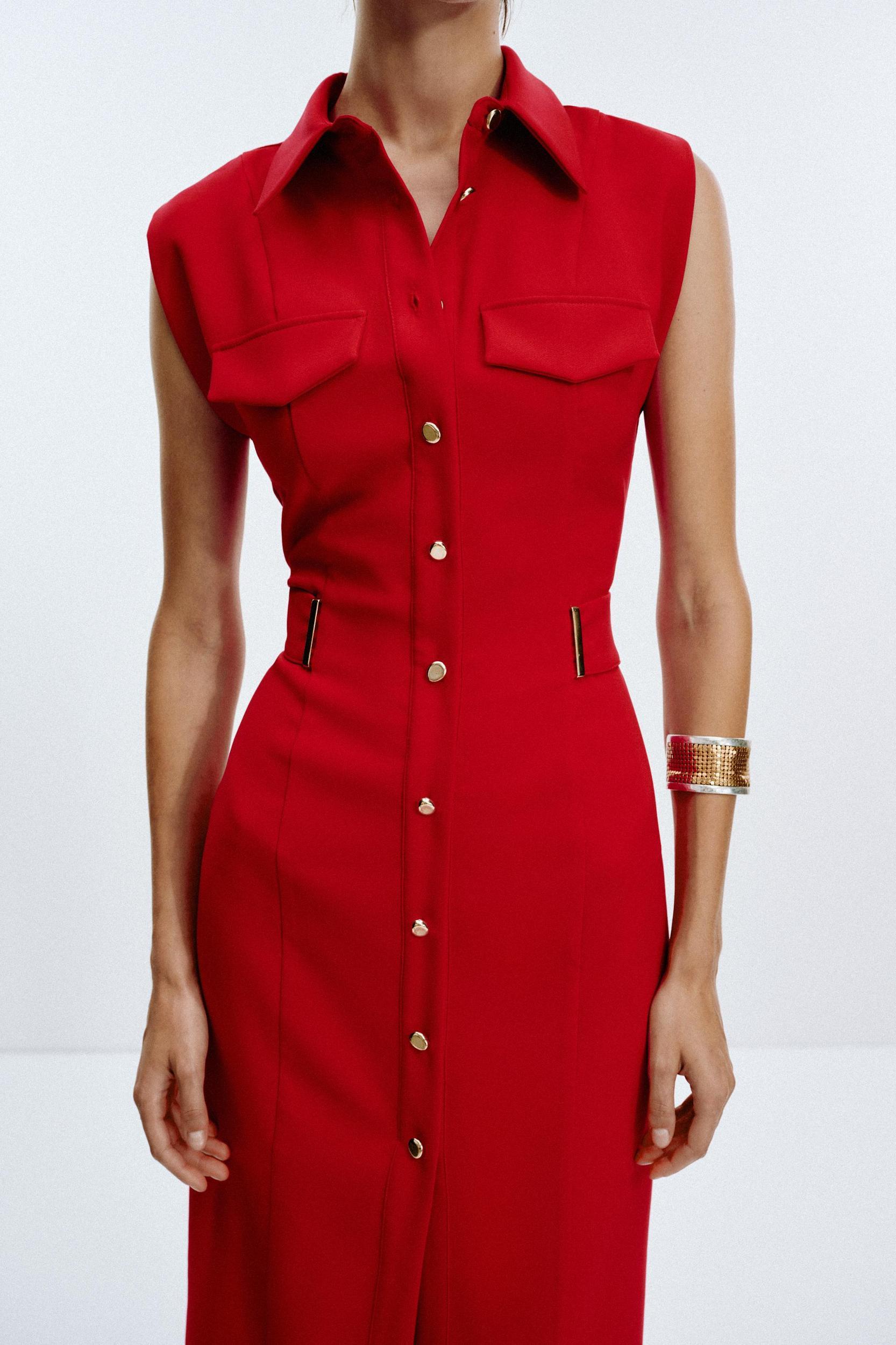 CREPE MIDI FITTED DRESS Product Image