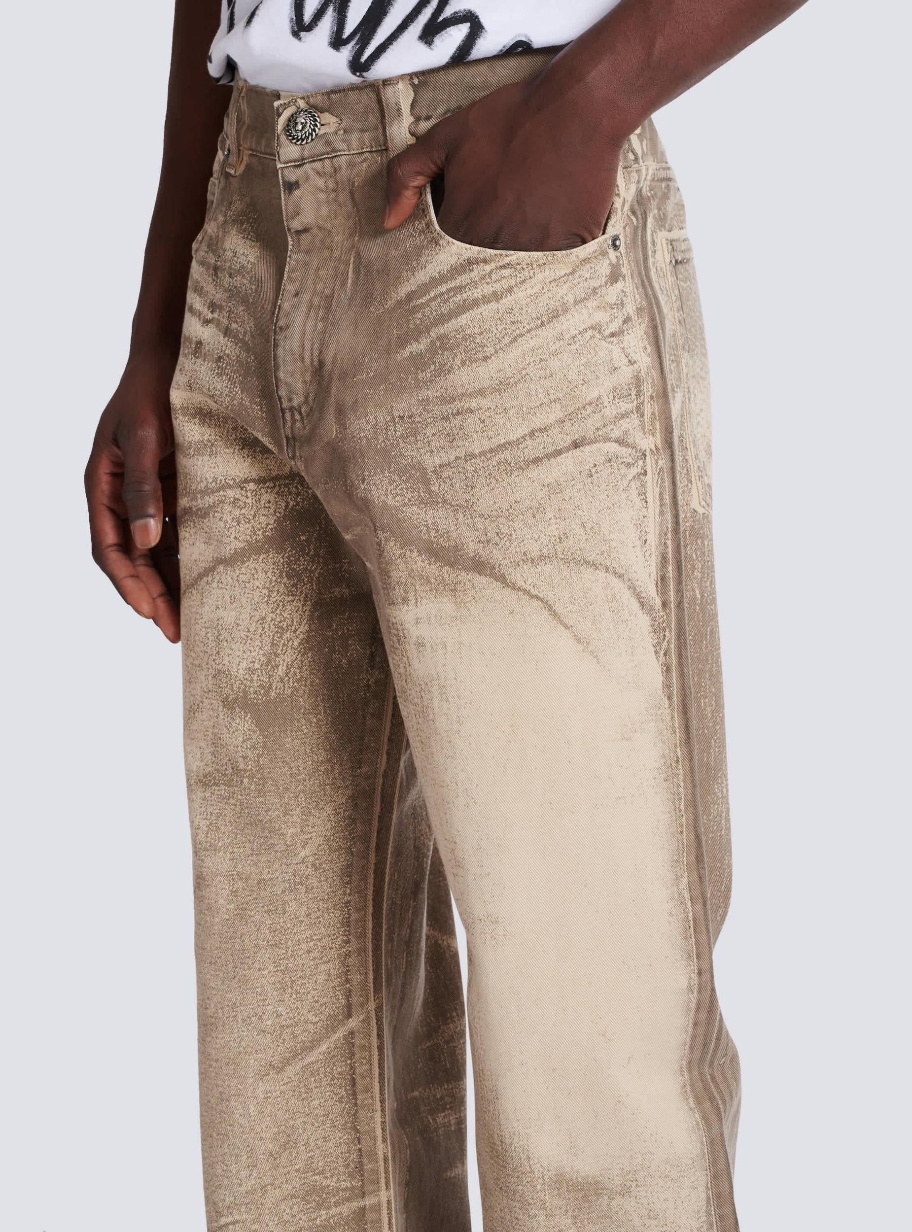 Loose-fit beige denim jeans Product Image
