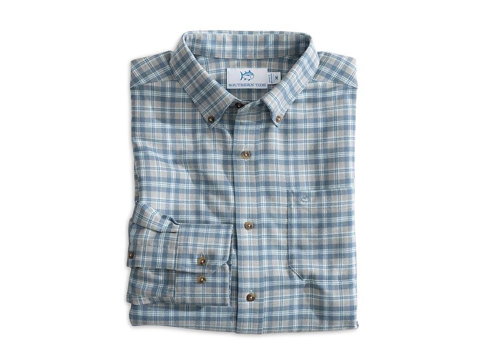 Southern Tide Long Sleeve Flannel IC Lakewood Plaid Sport Shirt (Heather Ultimate Grey) Men's Clothing Product Image