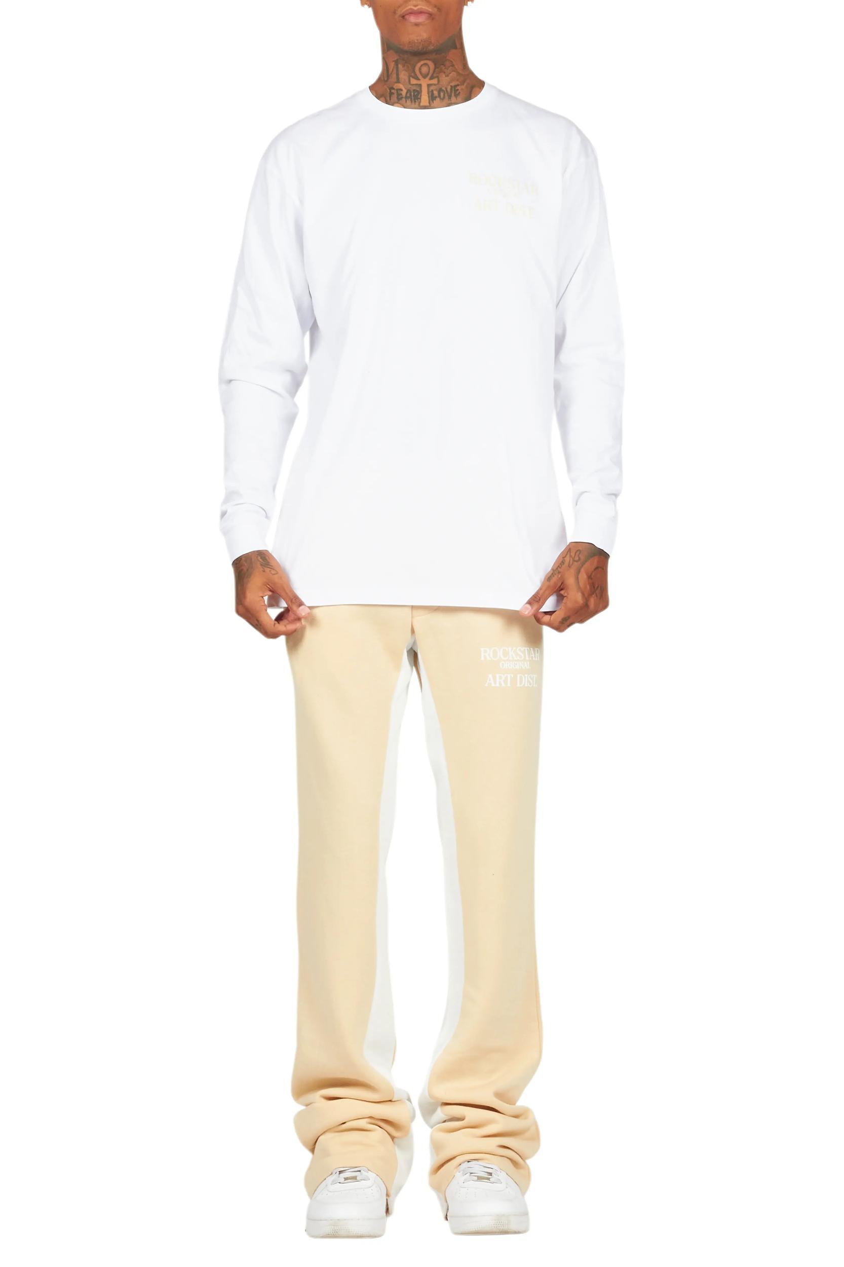 Briggs White/Beige Long Sleeve T-Shirt/Baggy Pant Set Male Product Image
