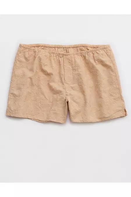 Aerie Off-Duty Embroidered Cotton Boxer Women's Product Image