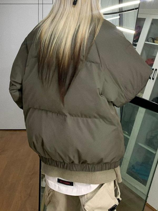 Solid Slant Pocket High Neck Jacket Product Image