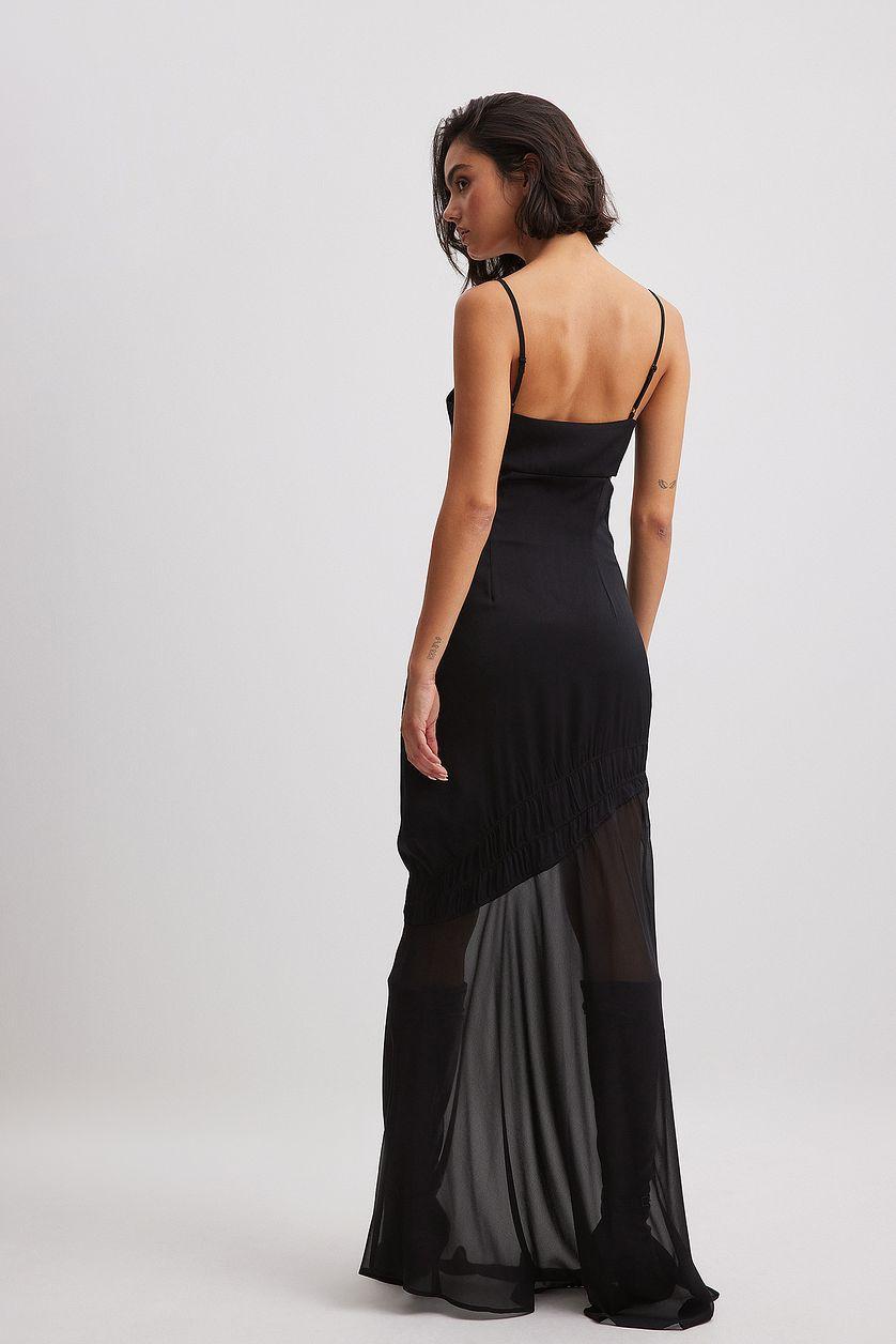 Ruched Satin Maxi Dress Product Image