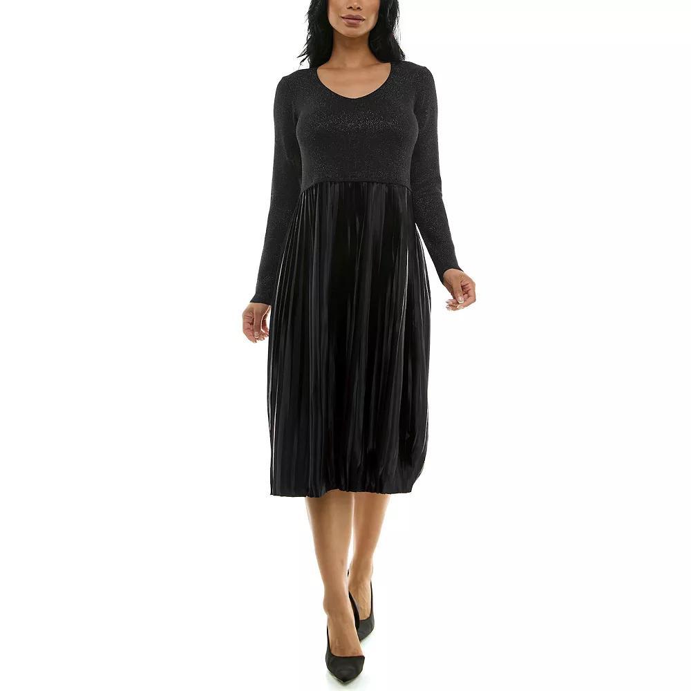 Women's Nina Leonard Lurex Knit Dress, Size: Large, Brown Lurex Product Image