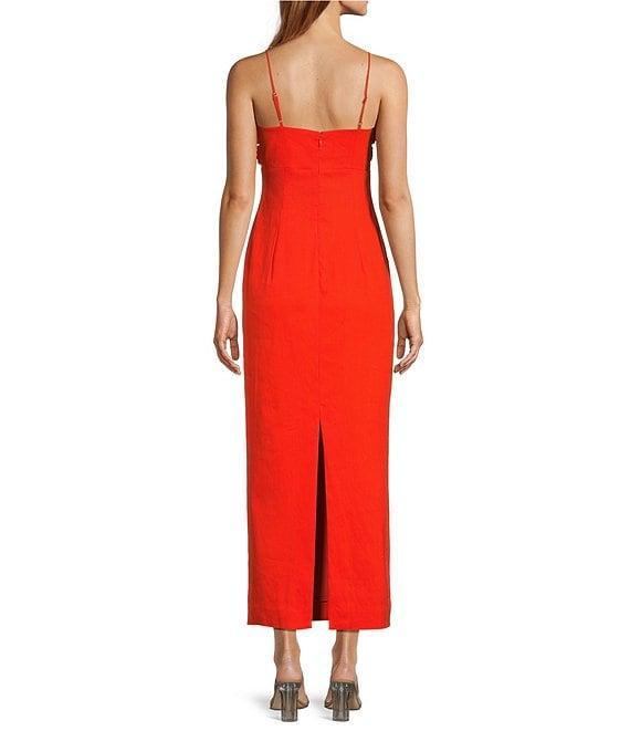 Antonio Melani Dottie Textured Linen Square Neck Sleeveless Midi Dress Product Image