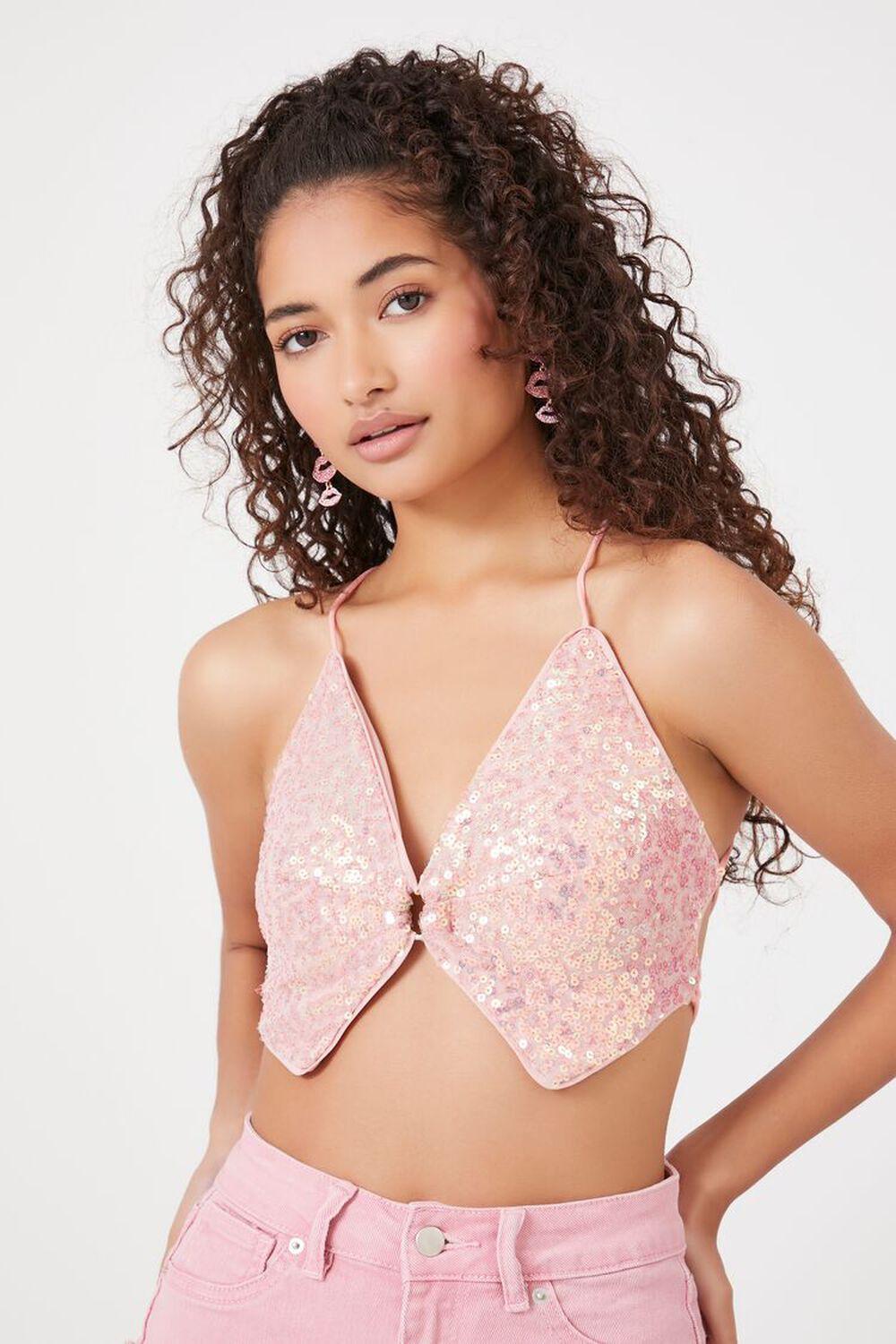 Sequin O-Ring Strappy Crop Top | Forever 21 Product Image