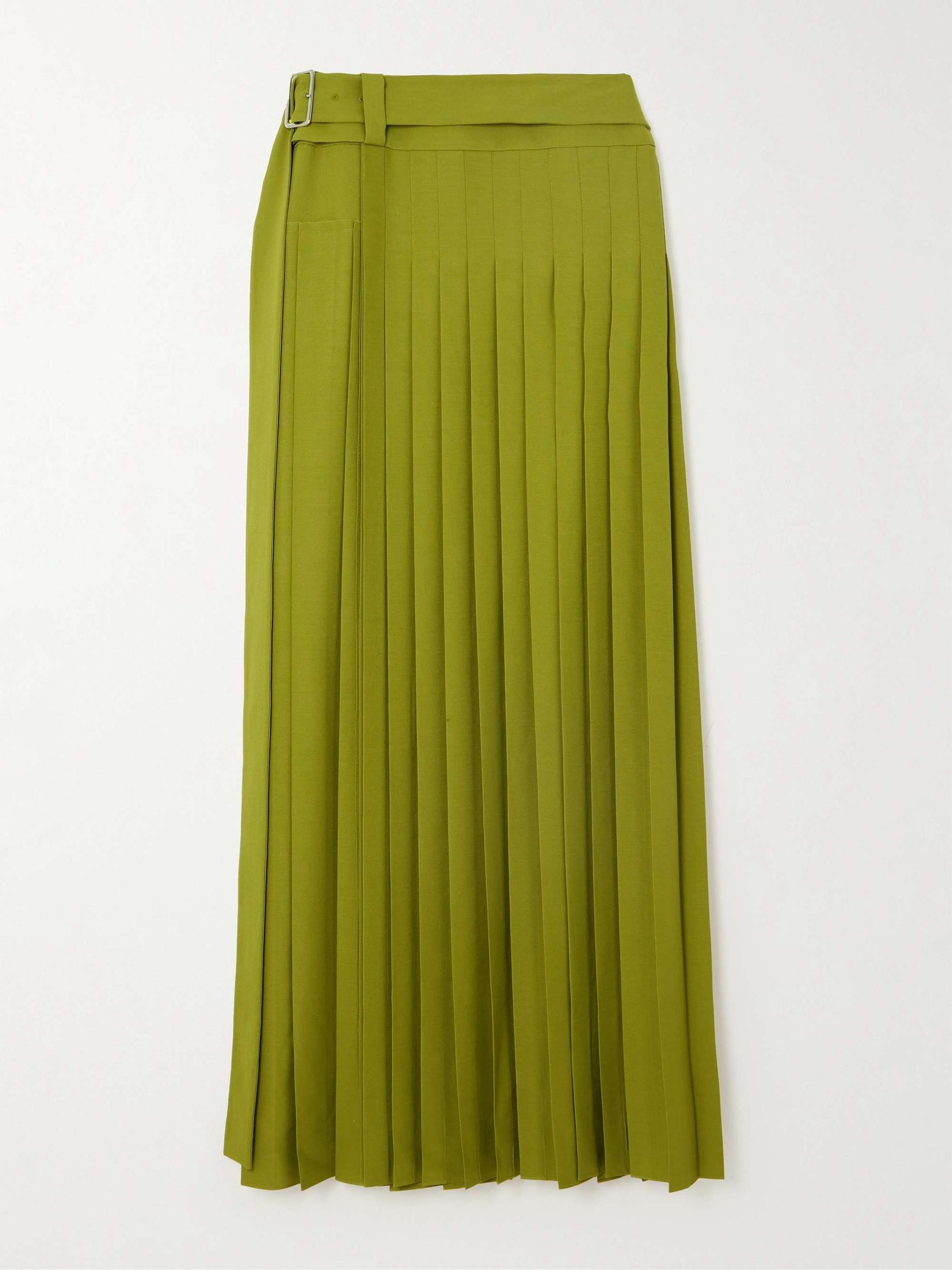 High Waisted Loose Pleated Solid Color Split-Side Skirts Product Image