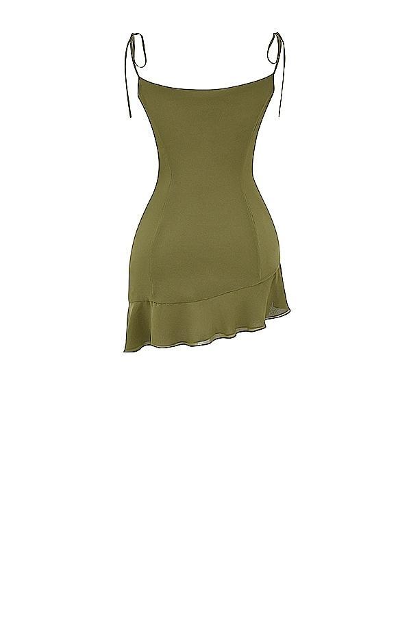Marcia  olive ruffle mini dress Product Image