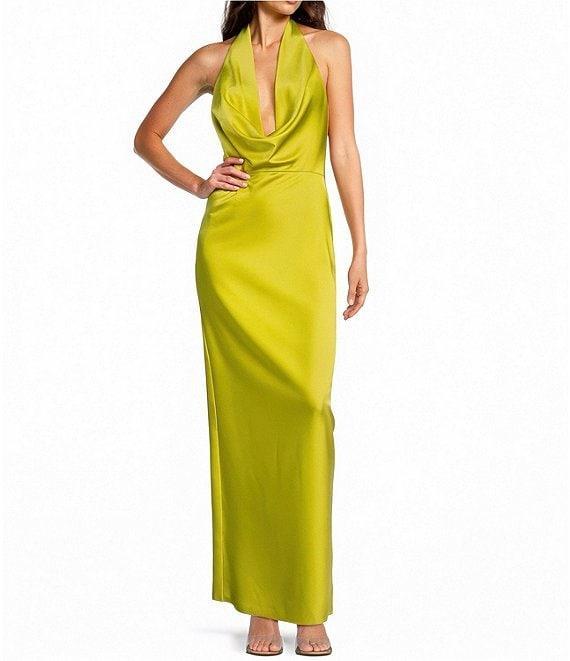 Gianni Bini Tasha Halter Cowl Neck Satin Slip Maxi Dress Product Image