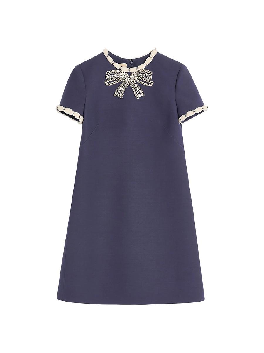 Womens Embroidered Crepe Couture Short Dress Product Image