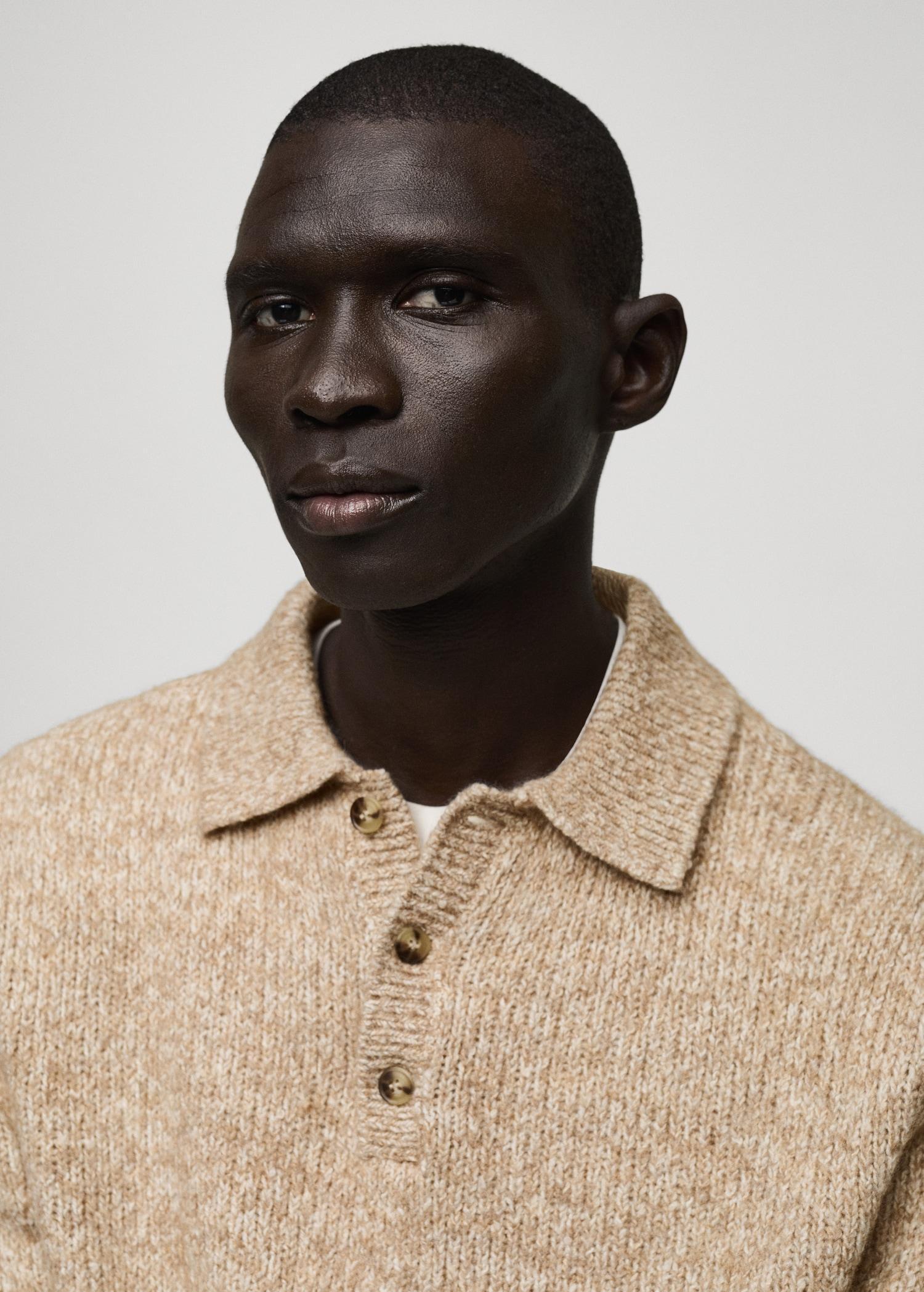 Knitted wool blend polo sweater - Men | MANGO USA Product Image
