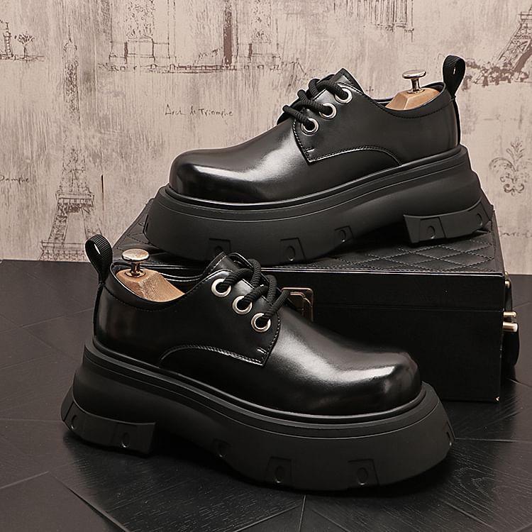 Faux Leather Platform Derby Shoes Product Image