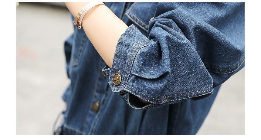 Long-Sleeve Denim Jumpsuit Product Image
