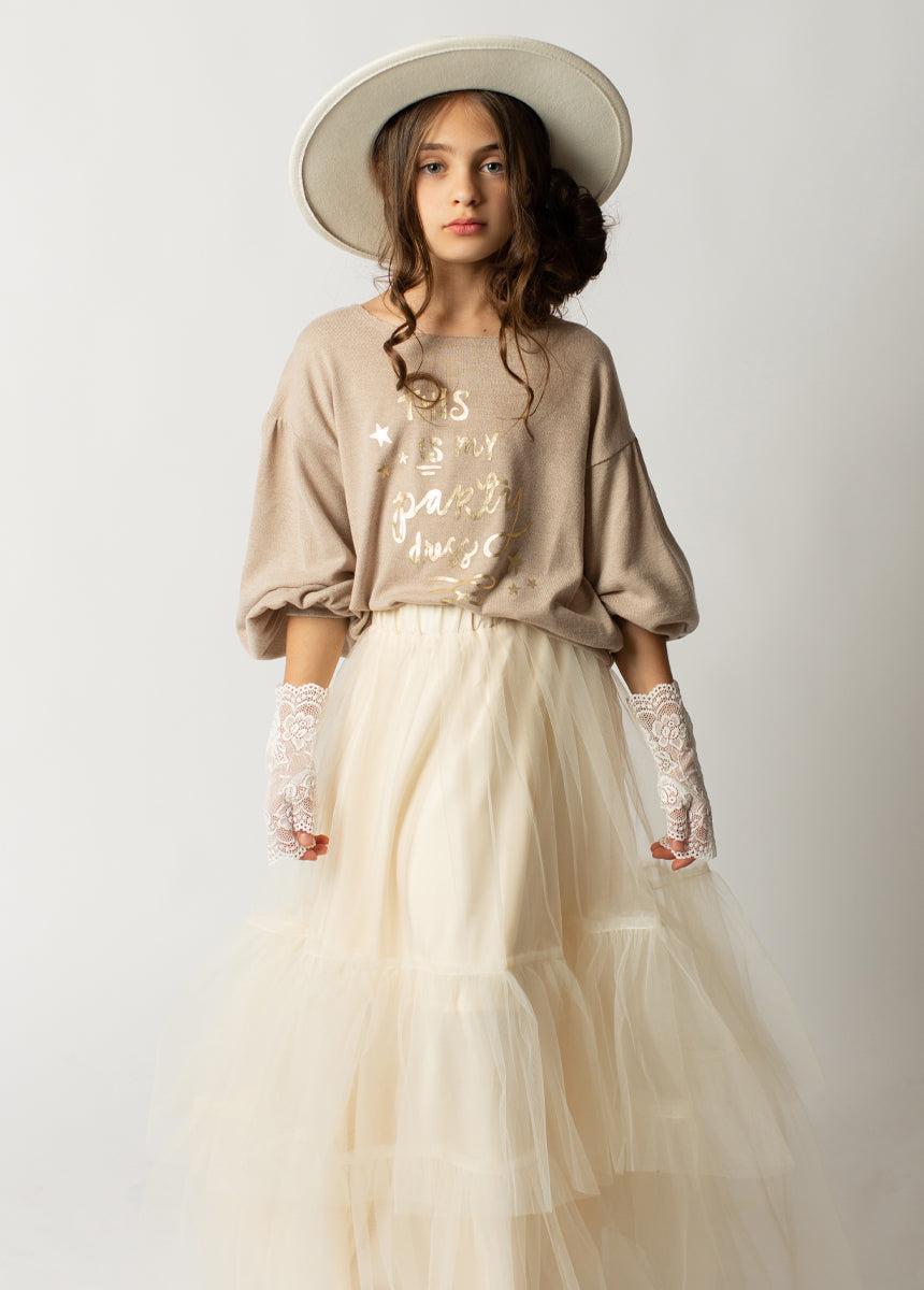 Zenni Skirt in Cream Girls Product Image