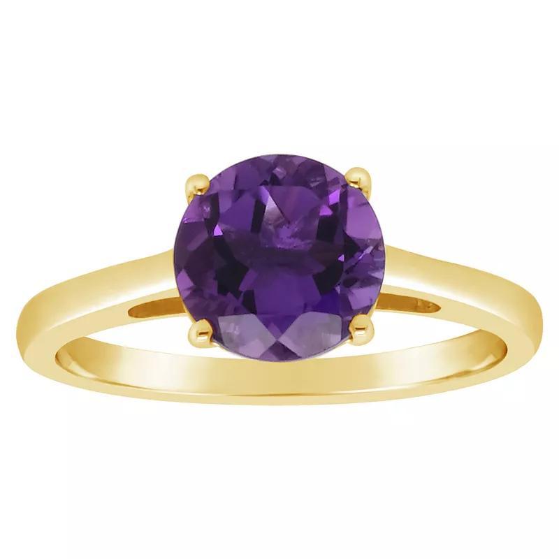 Alyson Layne 14k Gold Round Amethyst Solitaire Ring, Womens Product Image