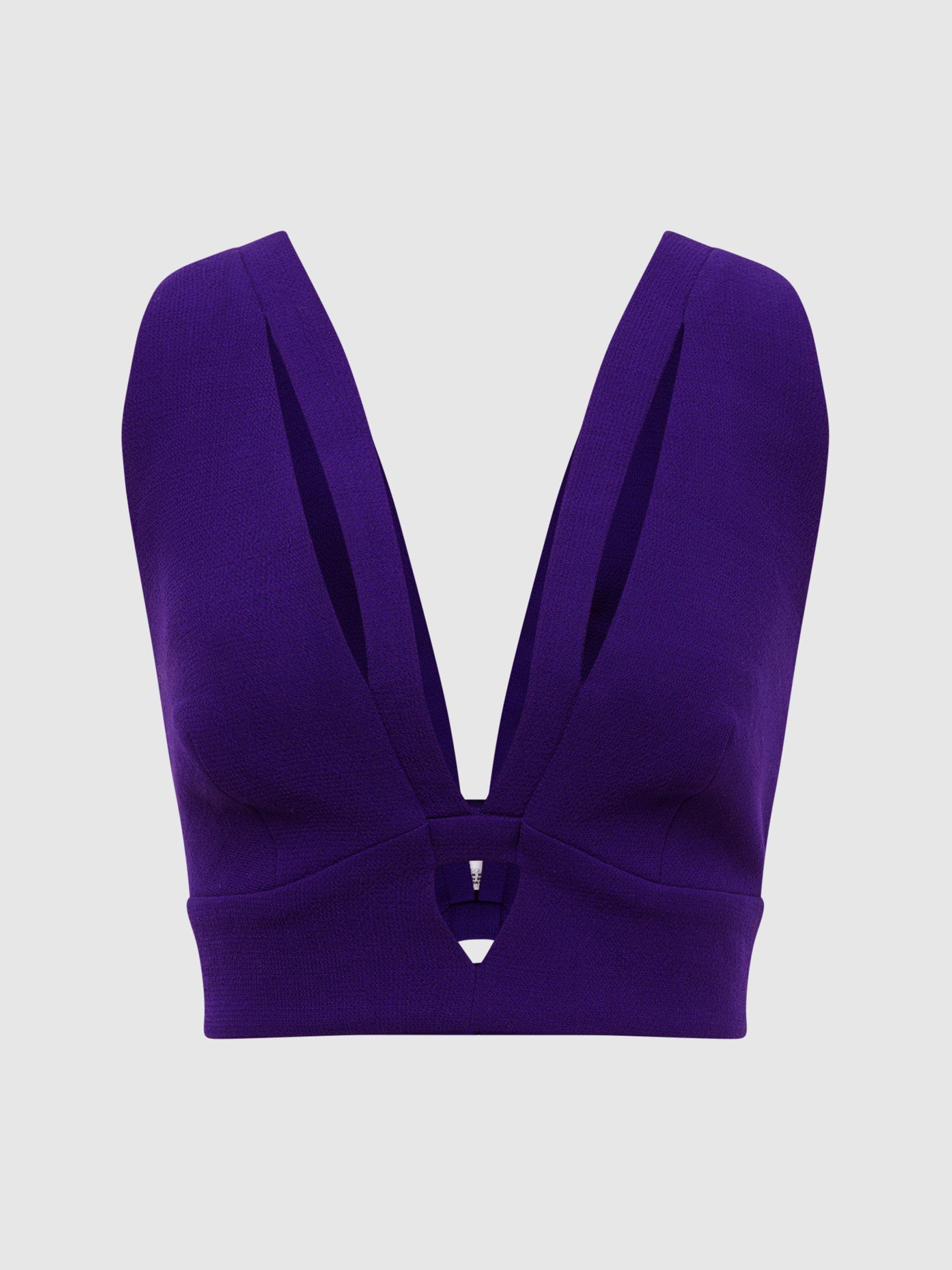 Deep V-Neck Crop Top in Purple Product Image