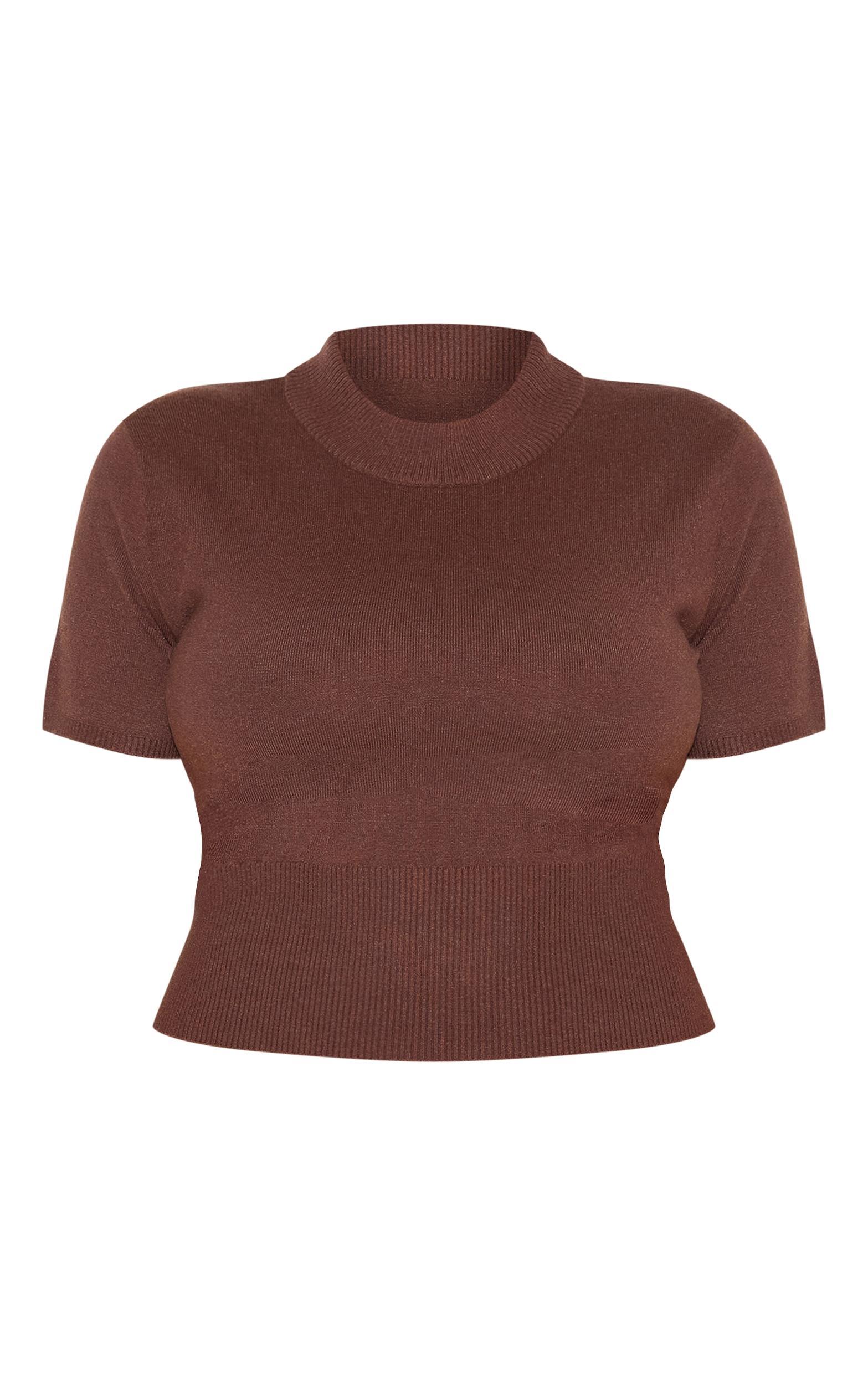 Plus Chocolate Basic Knit T Shirt Product Image