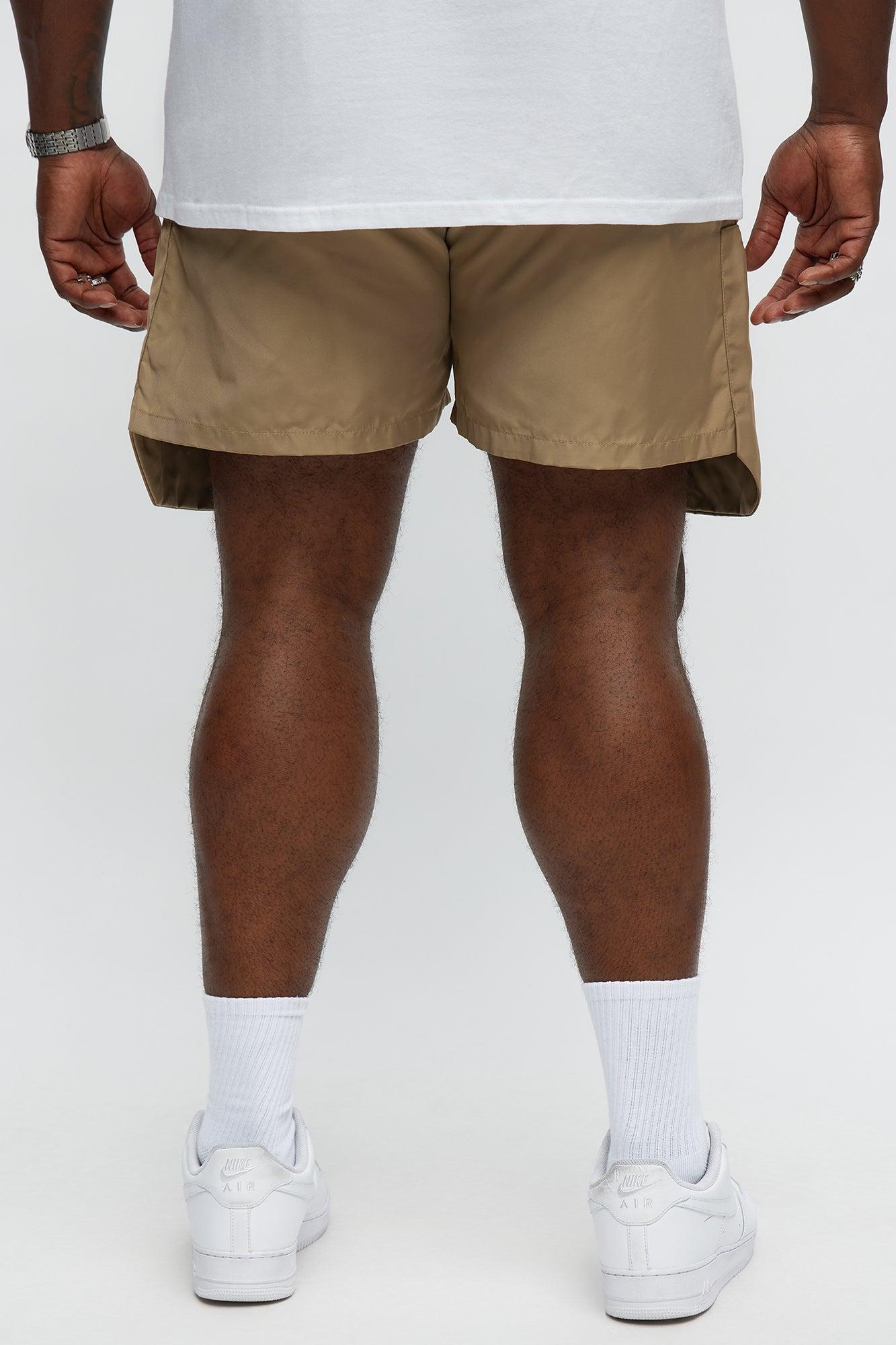 Cargo Pockets Relaxed Drawstring Shorts - Taupe Product Image