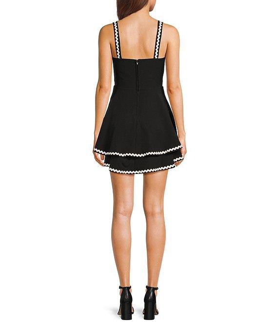 City Vibe Square Neck Spaghetti Strap Ric Rac Tank Trim Tiered Dress Product Image