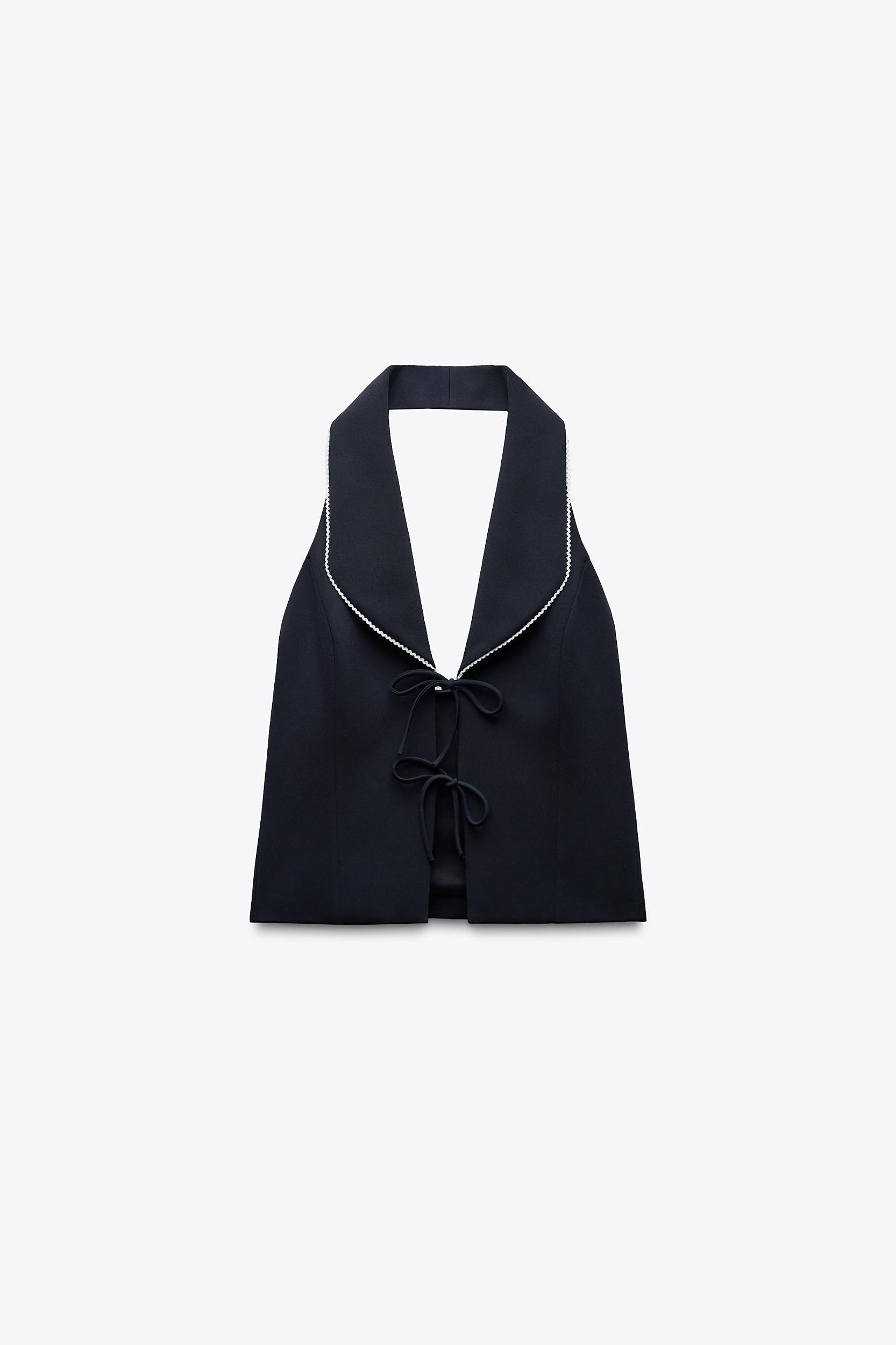 CONTRAST TIED HALTER TOP Product Image