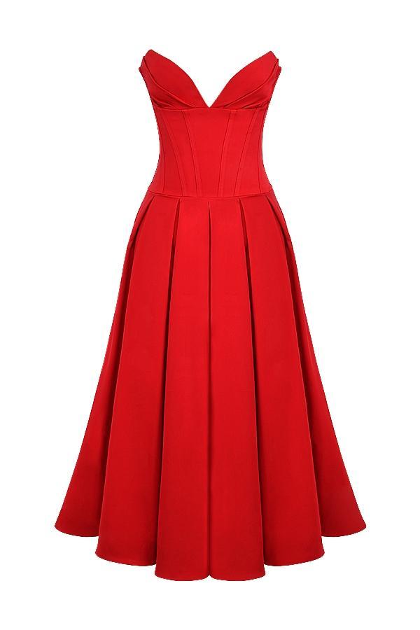 Lady  scarlet strapless midi dress Product Image