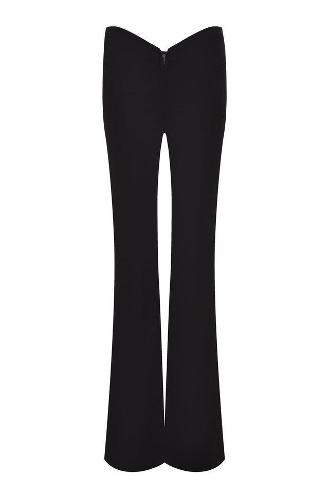 ELLENA 2.0 CURVED WAIST ZIPPER PANT - BLACK Product Image