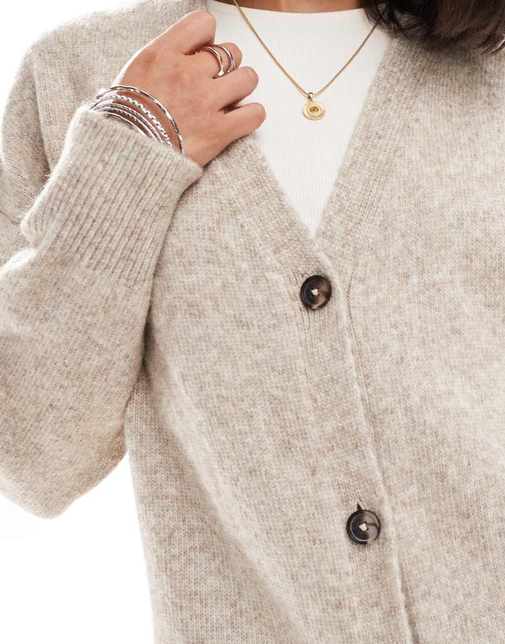 ASOS DESIGN maxi cardigan in stone Product Image
