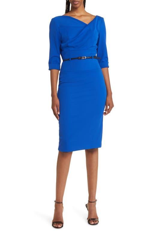 Black Halo Belted Sheath Dress Product Image