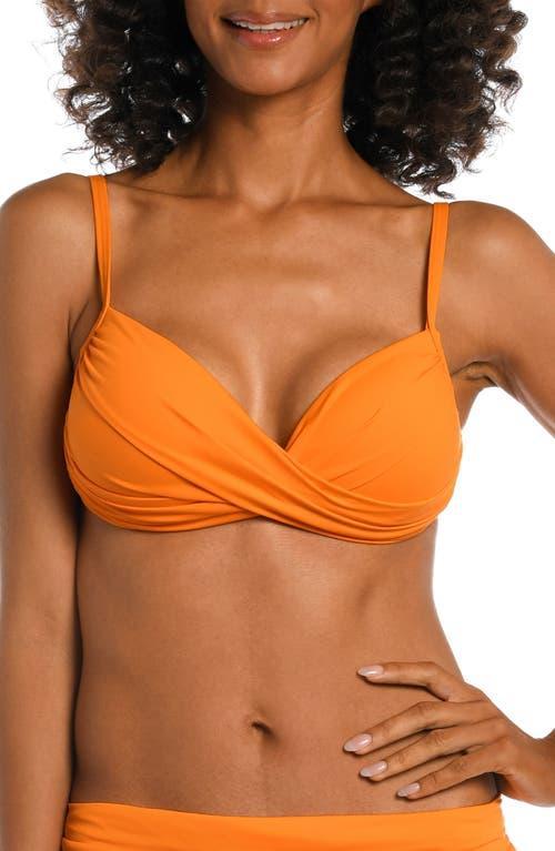 La Blanca Island Goddess Draped Wrap Bralette (Tangerine) Women's Swimwear Product Image