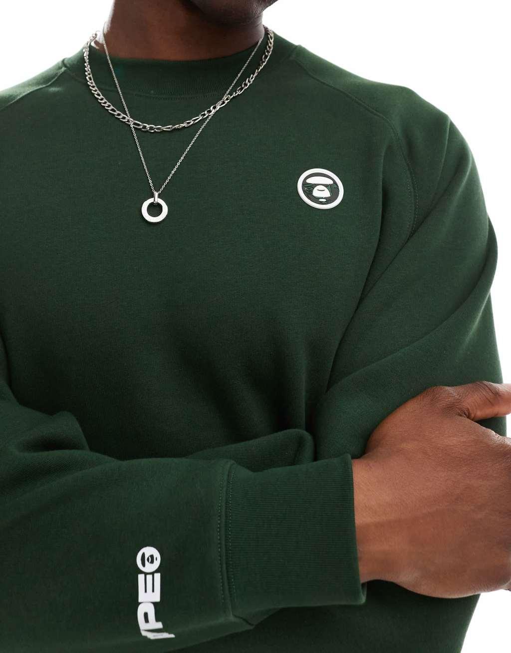 Aape By A Bathing Ape logo sweatshirt in dark green Product Image