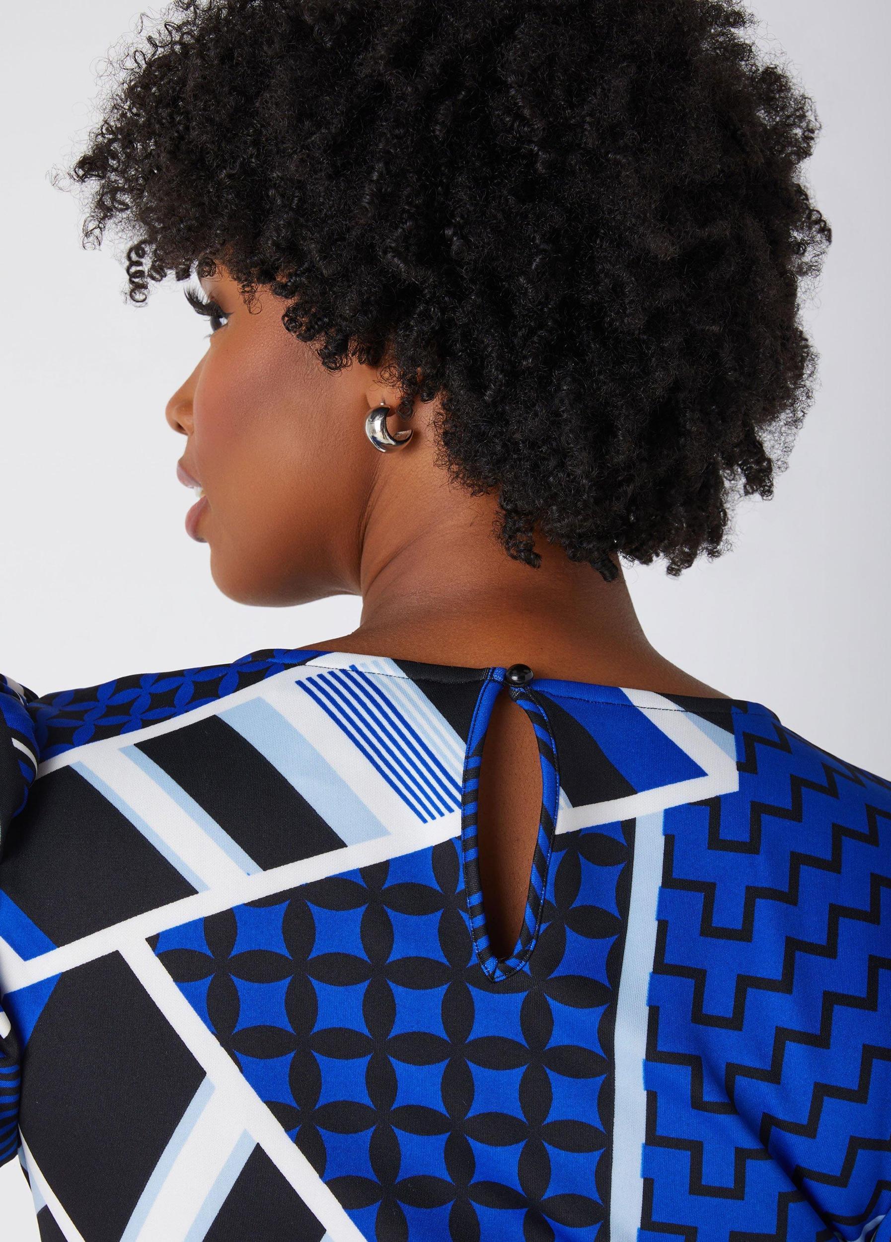 Printed Stretch Knit Peplum Top Product Image