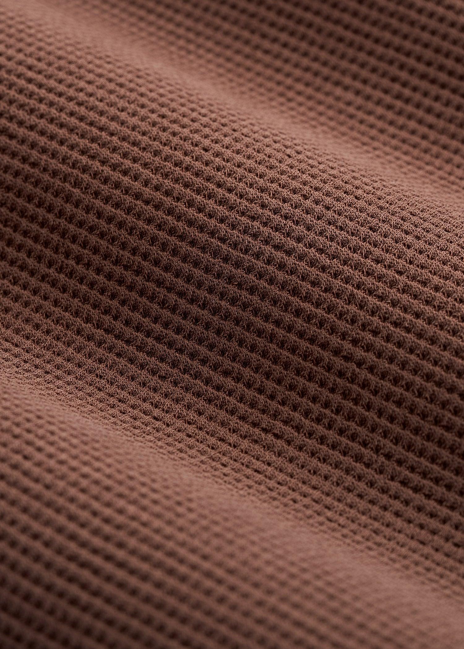 Cropped Long Sleeve Waffle Shirt for Tall Women in Otter Brown Product Image